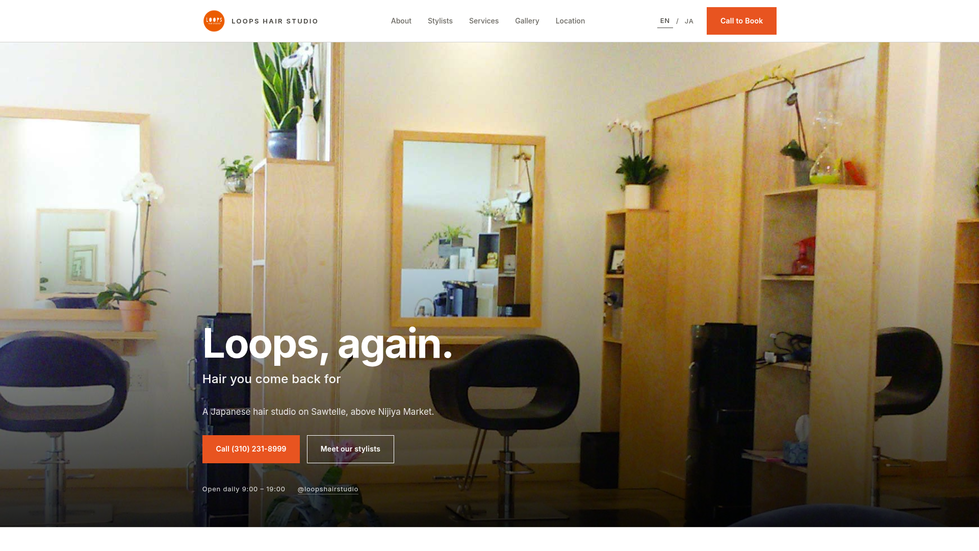 Loops Hair Studio website preview